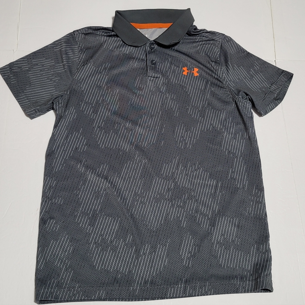 (#15) Under Armour Gray  Polo with Orange Logo